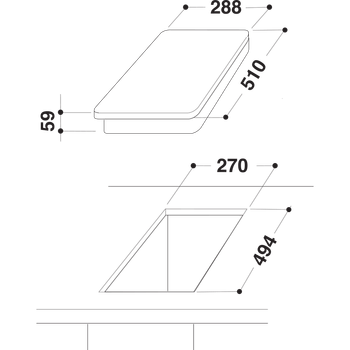 Indesit-HOB-DP-2E--IX--Inox-Solid-Plate-Technical-drawing