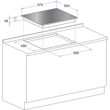 Indesit HOB VRB 640 X Inox Radiant vitroceramic Technical drawing