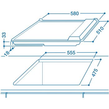 Indesit HOB PIM 604 (IX) GB Inox Solid Plate Technical drawing