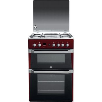 Indesit Double Cooker ID60G2(R)/UK Red A+ Enamelled Sheetmetal Frontal