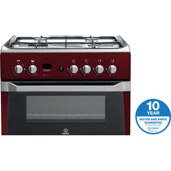 Indesit Double Cooker ID60G2(R)/UK Red A+ Enamelled Sheetmetal Award