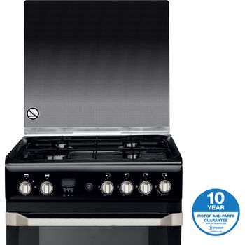 Indesit Double Cooker ID60G2(K)/UK Black A+ Enamelled Sheetmetal Award