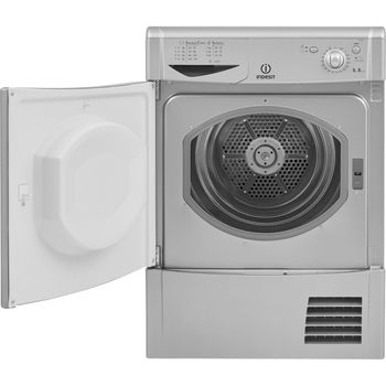 Indesit-Dryer-IDC-8T3-B-S--UK--Silver-Frontal-open