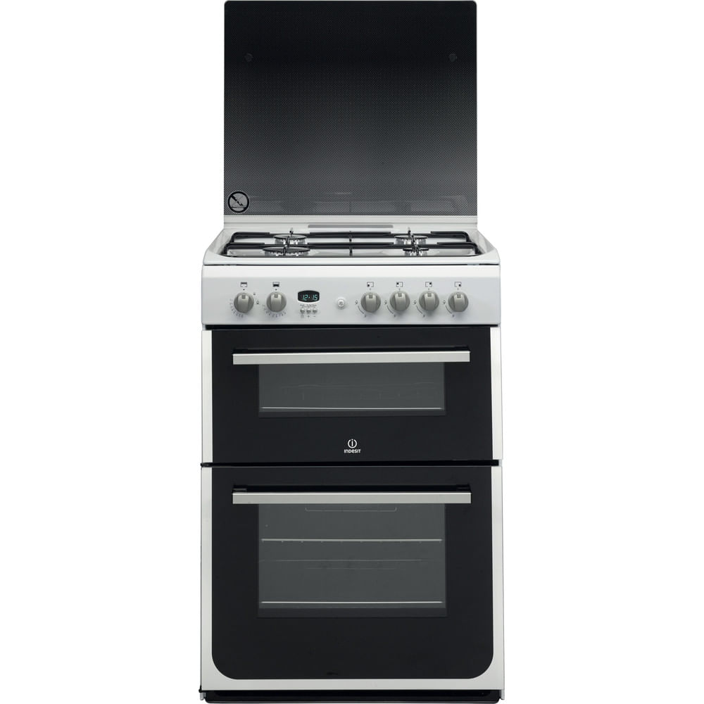 indesit id60g2w 60cm double oven gas cooker white