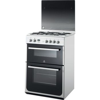 Indesit Double Cooker DD60G2CG(W)/UK White A+ Enamelled Sheetmetal Perspective
