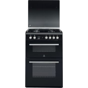 Indesit Double Cooker DD60G2CG(K)/UK Black A+ Enamelled Sheetmetal Frontal