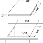 Indesit HOB VIA 640 0 C Black Induction vitroceramic Technical drawing