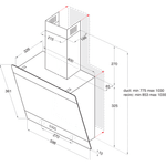 Indesit HOOD Built-in IHVP 6.6 LM K Black Wall-mounted Mechanical Technical drawing