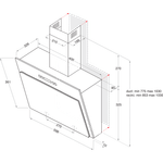 Indesit HOOD Built-in IHVP 6.4 AL K Black Wall-mounted Mechanical Technical drawing