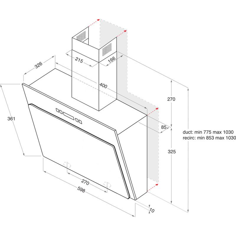 Indesit-HOOD-Built-in-IHVP-6.4-AL-K-Black-Wall-mounted-Mechanical-Technical-drawing