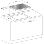 Indesit HOB PR 642 /I(BK) UK Black GAS Technical drawing