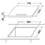 Indesit HOB THA 752 IX/I Inox GAS Technical drawing