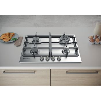 Indesit HOB THP 641 W/IX/I Inox GAS Lifestyle frontal top down