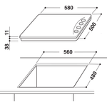 Indesit HOB PAA 642 /I(BK) UK Black GAS Technical drawing