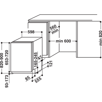 Indesit-Dishwasher-Built-in-DIFM-16B1-UK-Full-integrated-A-Technical-drawing