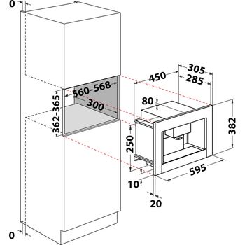 Indesit Built-in coffee machine CMI 5038 IX Inox Half automatic Technical drawing