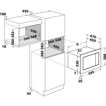 Indesit Microwave Built-in MWI 222.2 X UK Inox Electronic 25 MW-Combi 900 Technical drawing