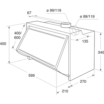 Indesit HOOD Built-in IAEINT 66 AS GR Grey Built-in Mechanical Technical drawing