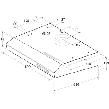 Indesit HOOD Built-in ISLK 66 AS W White Freestanding Mechanical Technical drawing