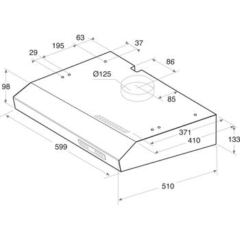 Indesit HOOD Built-in ISLK 66 AS K Black Freestanding Mechanical Technical drawing