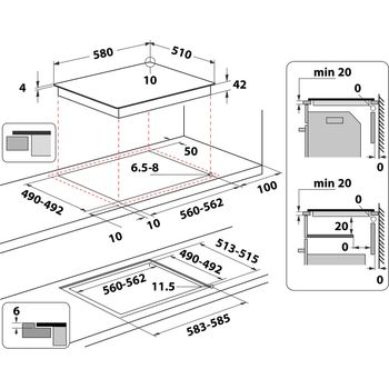 Indesit HOB RI 161 C Black Radiant vitroceramic Technical drawing