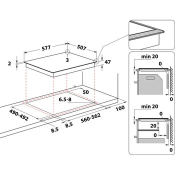 Indesit HOB RI 261 X Black Radiant vitroceramic Technical drawing