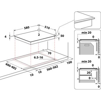 Indesit HOB RI 861 X Black Radiant vitroceramic Technical drawing