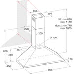 Indesit HOOD Built-in IHPC 9.5 LM X Inox Wall-mounted Mechanical Technical drawing