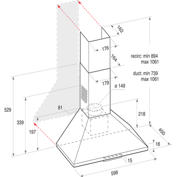 Indesit-HOOD-Freestanding-UHPM-6.3F-CS-X-1-Inox-Wall-mounted-Mechanical-Technical-drawing