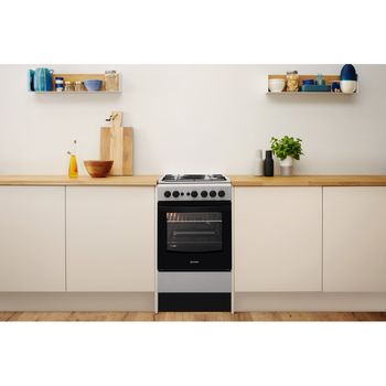 Indesit Cooker IS5G1PMSS/UK Silver painted GAS Lifestyle frontal