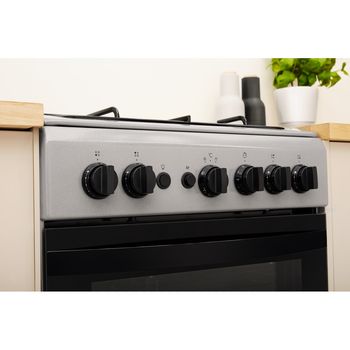 Indesit Cooker IS5G1PMSS/UK Silver painted GAS Lifestyle control panel