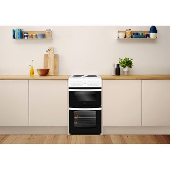 Indesit Double Cooker ID5E92KMW/UK White A Enamelled Sheetmetal Lifestyle frontal