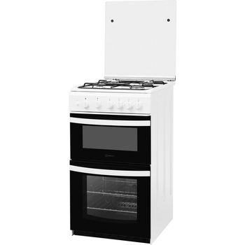 Indesit Double Cooker ID5G00KMW/UK /L White A+ Enamelled Sheetmetal Perspective