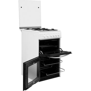 Indesit Double Cooker ID5G00KMW/UK /L White A+ Enamelled Sheetmetal Perspective open