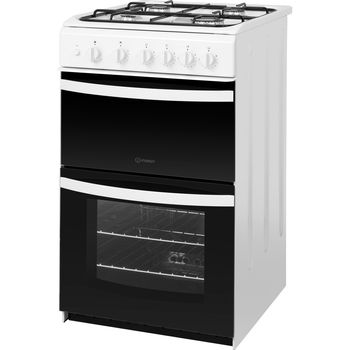 Indesit Double Cooker ID5G00KMW/UK White A+ Enamelled Sheetmetal Perspective