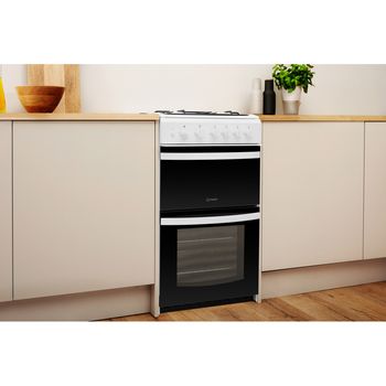 Indesit Double Cooker ID5G00KMW/UK White A+ Enamelled Sheetmetal Lifestyle perspective