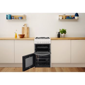 Indesit Double Cooker ID5G00KCW/UK White A+ Enamelled Sheetmetal Lifestyle frontal open