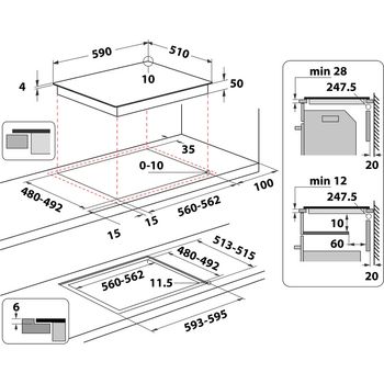 Indesit HOB IB 88B60 NE Black Induction vitroceramic Technical drawing