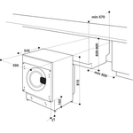 Indesit Washing machine Built-in BI WMIL 81284 UK White Front loader C Technical drawing