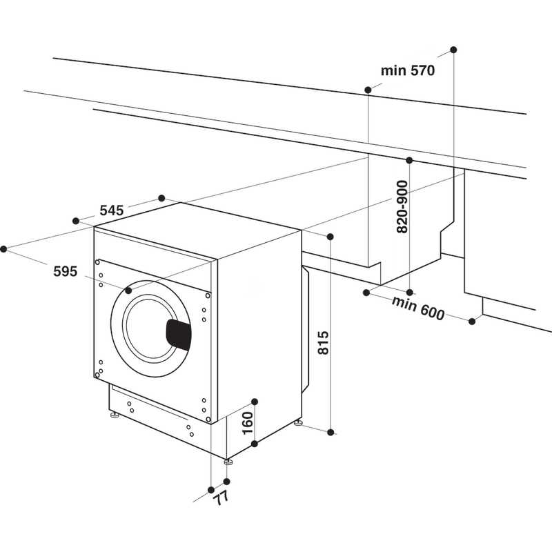 Indesit-Washing-machine-Built-in-BI-WMIL-81284-UK-White-Front-loader-C-Technical-drawing