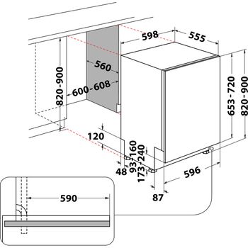 Indesit Dishwasher Built-in DIE 2B19 UK Full-integrated F Technical drawing