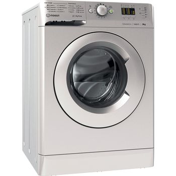 Indesit Washing machine Freestanding MTWA 81483 S UK Silver Front loader D Perspective