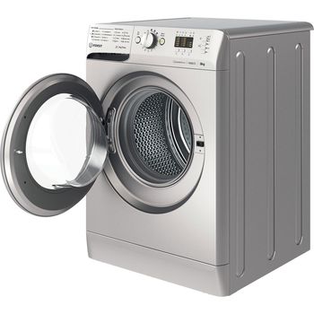 Indesit Washing machine Freestanding MTWA 81483 S UK Silver Front loader D Perspective open