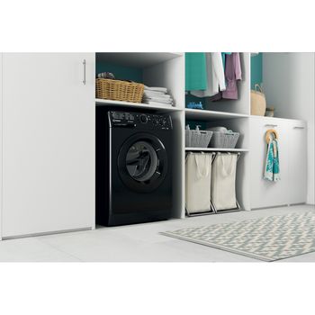Indesit Washing machine Freestanding MTWC 71252 K UK Black Front loader E Lifestyle perspective