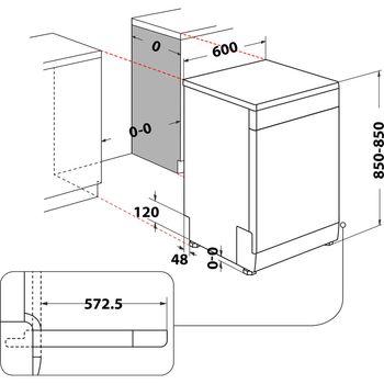 Indesit Dishwasher Freestanding DFE 1B19 UK Freestanding F Technical drawing