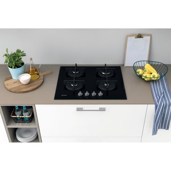 Indesit-HOB-ING-61T-BK-UK-Black-GAS-Lifestyle-frontal-top-down