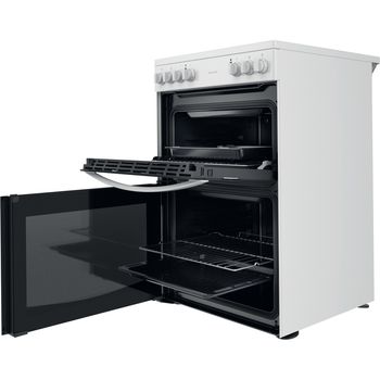 Indesit Double Cooker ID67V9KMW/UK White A Perspective open