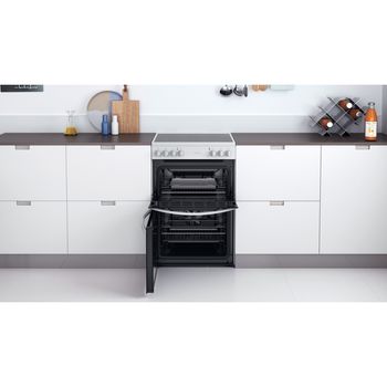 Indesit Double Cooker ID67V9KMW/UK White A Lifestyle frontal open