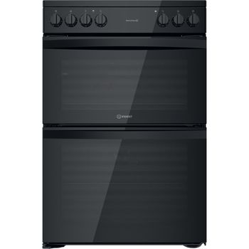 Indesit Double Cooker ID67V9KMB/UK Black A Frontal