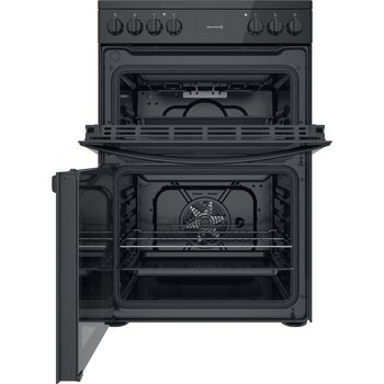 Indesit Double Cooker ID67V9KMB/UK Black A Frontal open